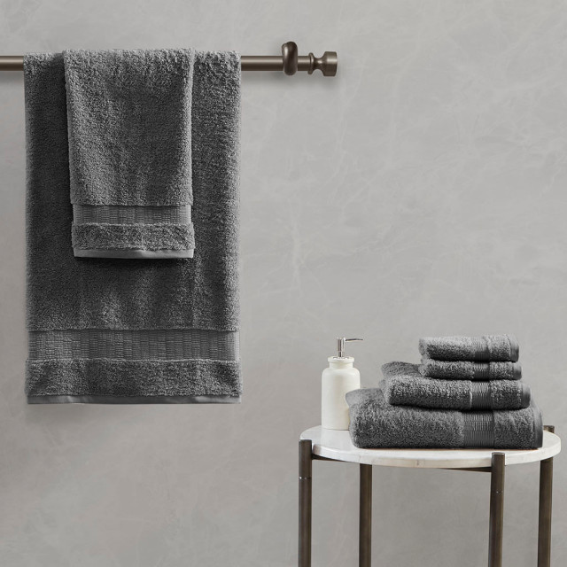 Madison Park Signature Luce 100% Egyptian Cotton Towel Set - 6 Piece, 650 GSM, Ultra Soft & Absorbent, White - View #7