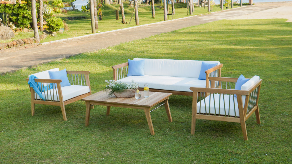 ROSSIO ICOO 4Piece Teak Outdoor Sofa Set , Teak Coffee Table