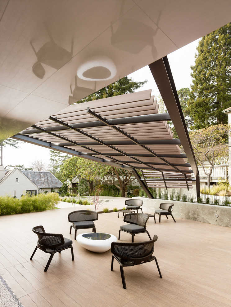 Photo of a contemporary patio in San Francisco with a pergola.