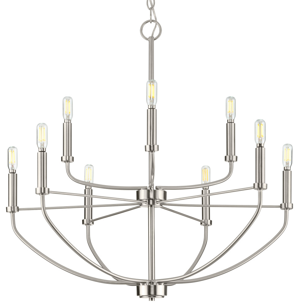 Luxury Modern Farmhouse Chandelier, Brushed Nickel Farmhouse