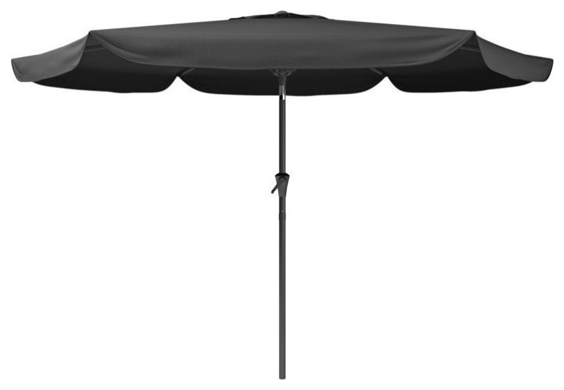 CorLiving 200 Series Black Fabric 10ft Round Tilting Market Patio Umbrella