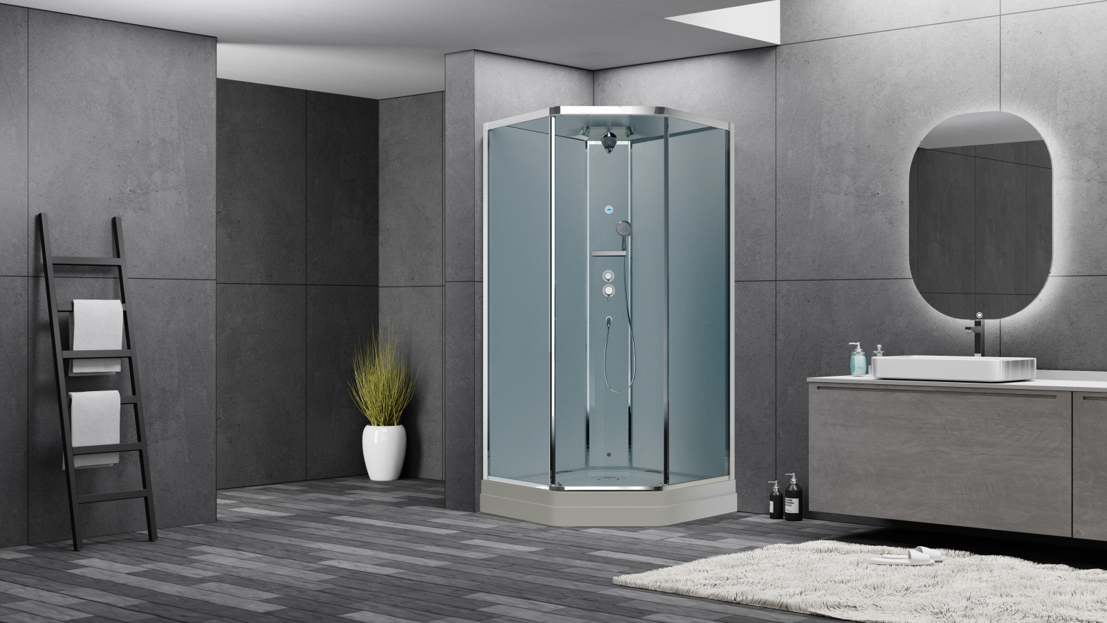 Душевая кабина ILMA в интерьере ванной комнаты