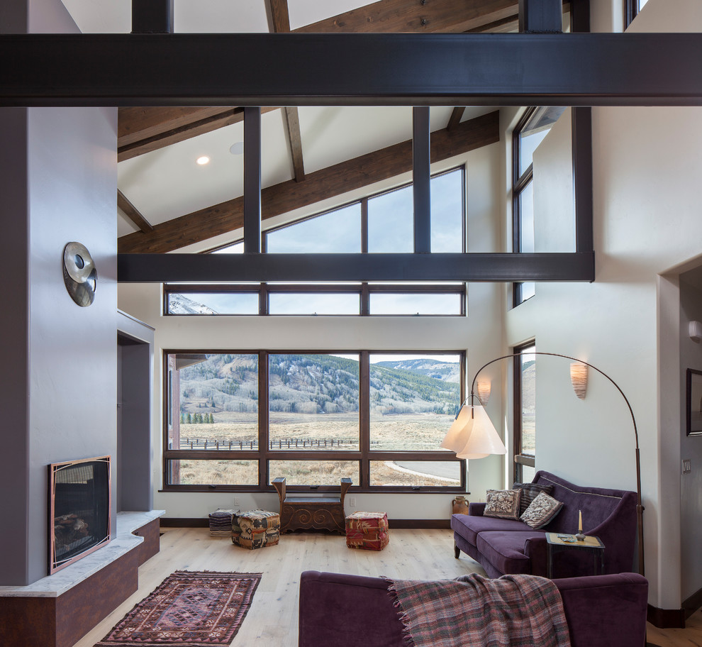 This is an example of a contemporary living room in Denver.