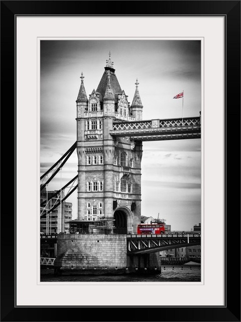 Tower Bridge with Red Bus in London" Black Framed Art Print - Contemporary  - Prints And Posters - by Great Big Canvas | Houzz