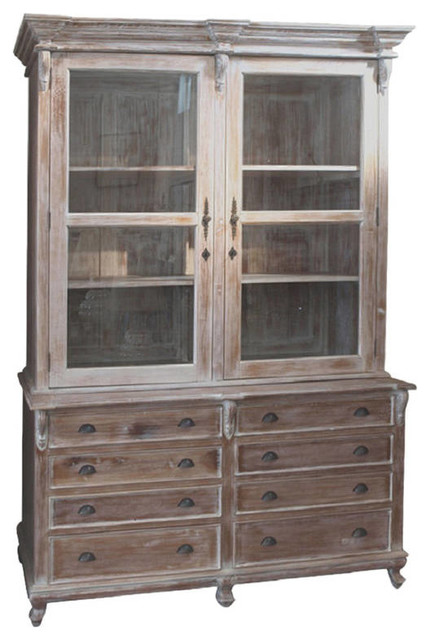 French Country Style Linen Press Cabinet 8 Foot Tall