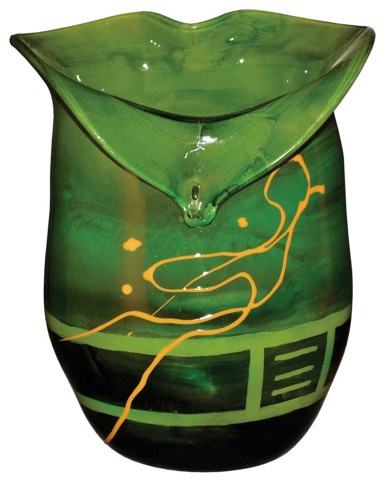 Iguana Green Glass Heart Vase