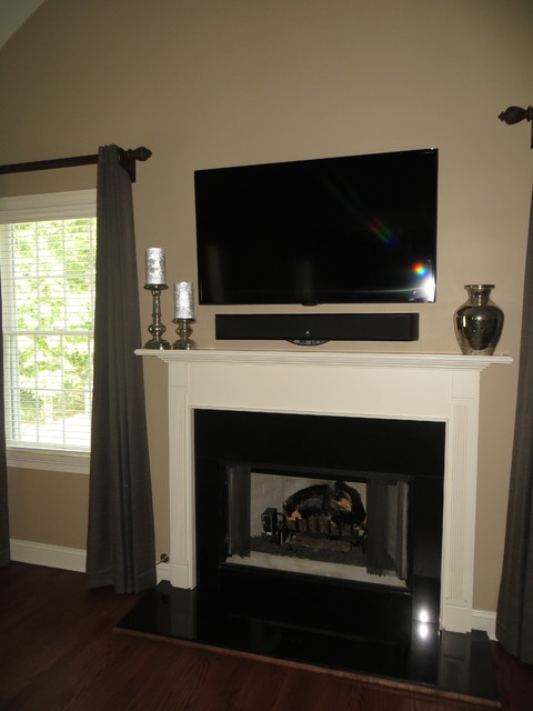 soundbar over fireplace