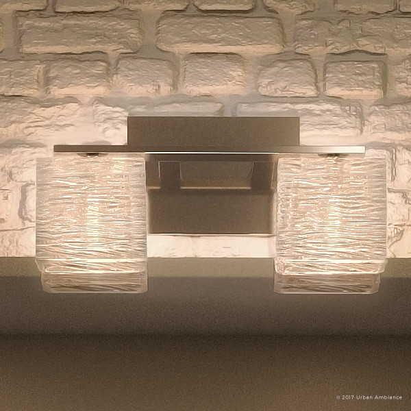 Luxury Modern Nickel Ribbed Glass Bathroom Light, UQL2720, San Diego