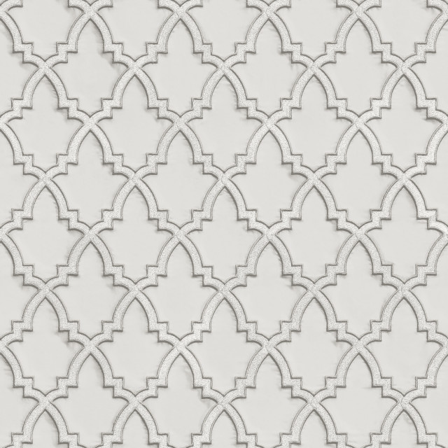Geometric Textured Wallpaper, Trellis Pattern, Gray Silver Silver Gray, 1 Roll