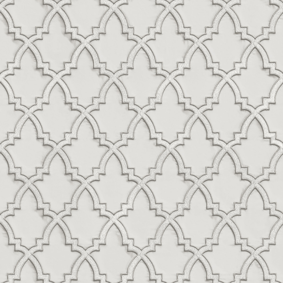 Geometric Textured Wallpaper, Trellis Pattern, Gray Silver Silver Gray, 1 Roll