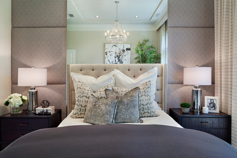 Transitional bedroom in Miami.