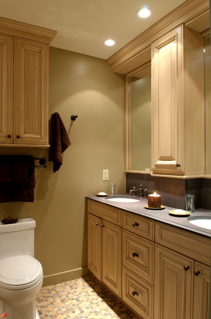 Vermont Rustic Bath With Slate Countertop And Slate Tile Floor