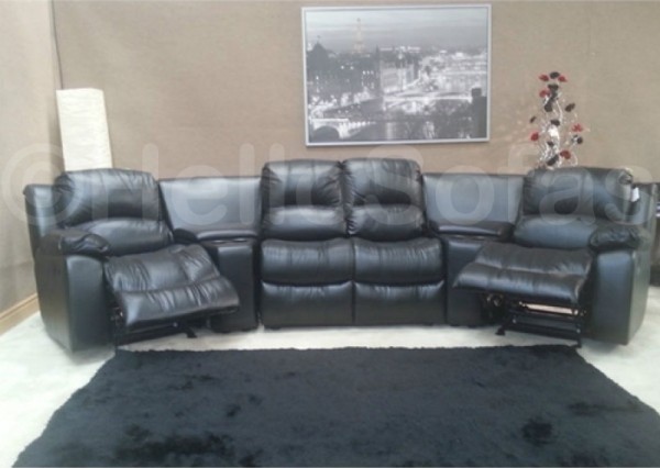 Brando Black Leather Recliner Sofa