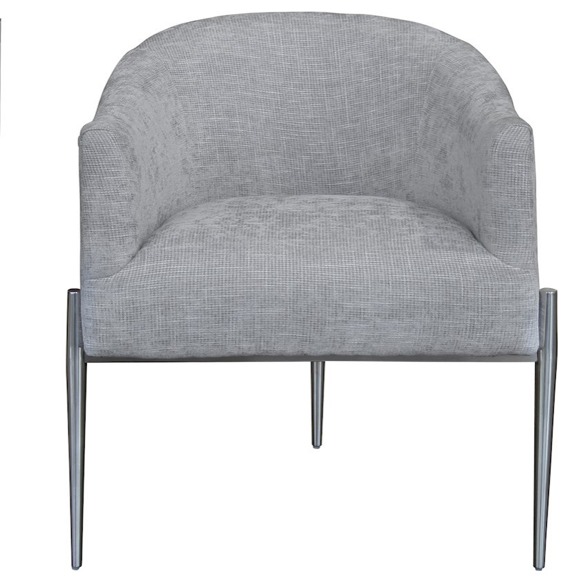 Armen Living Jolie Accent Chair, Polished Stainless Steel/Silver