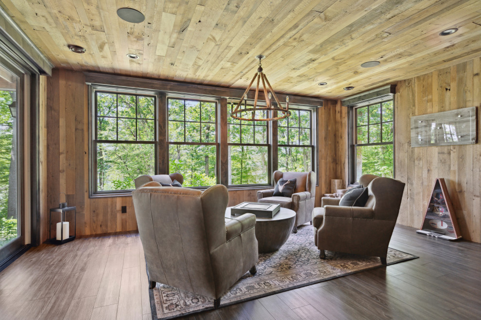 Basement - rustic basement idea in Minneapolis