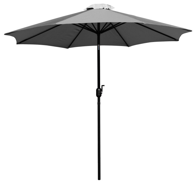 Classic Gray 9 FT Round Patio Umbrella Gray Contemporary Outdoor