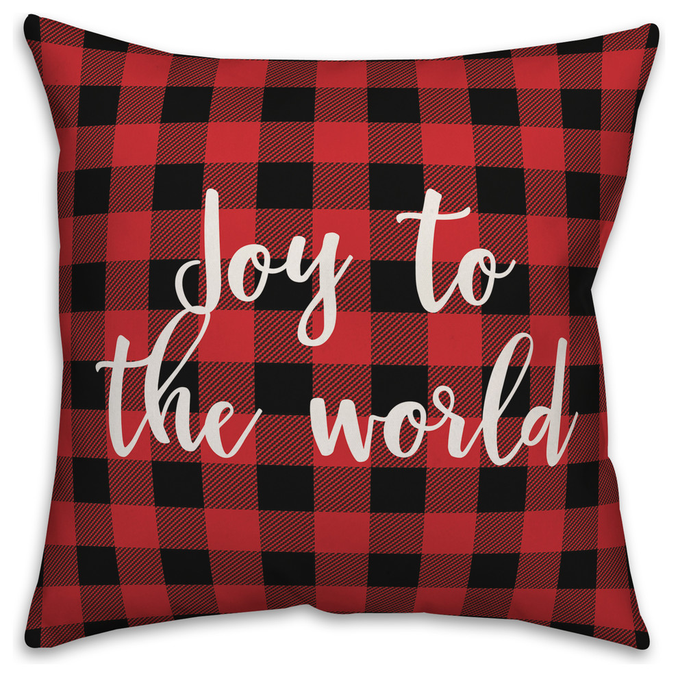Joy To The World, Buffalo Check Plaid 18x18 Throw Pillow