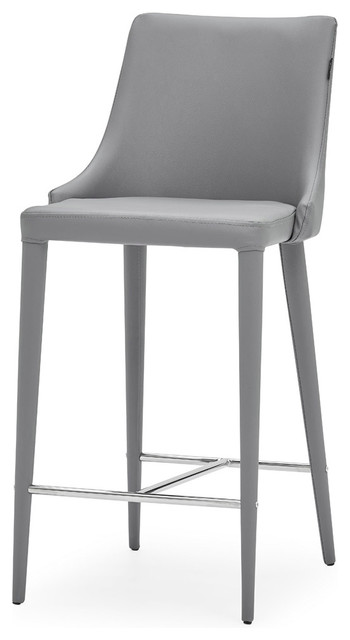 Jillian Gray Leatherette Counter Stool with Stainless Steel Base