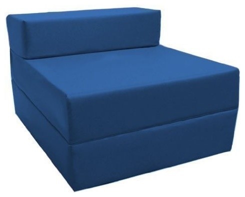 Fold Out Z-Design Bed Chair, Blue Upholstery With Removable Waterproof Cover