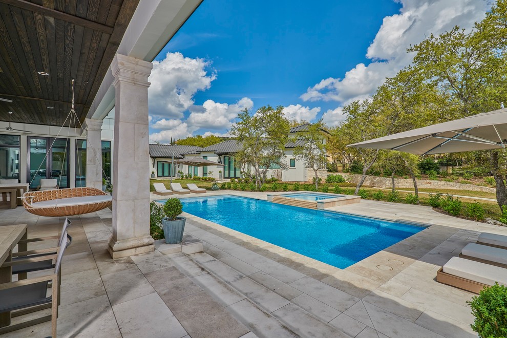 Inspiration for a transitional pool remodel in Austin