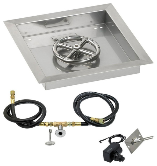 Square DropIn Fire Pit Kit With Spark Ignition Traditional Fire