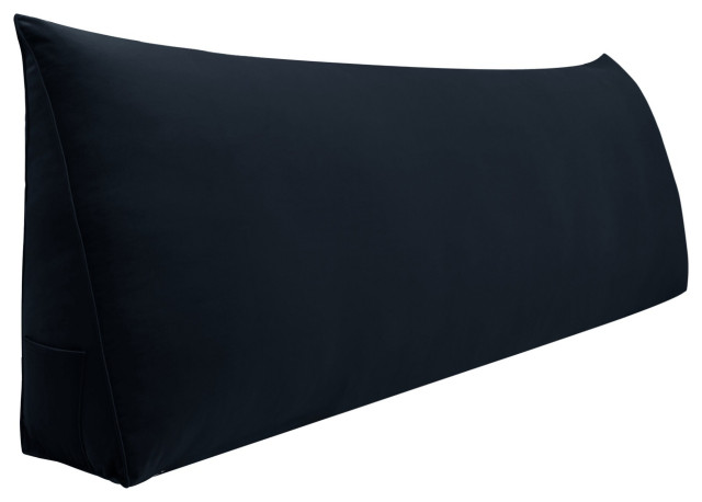 Bed Wedge Reading Pillow Headboard Daybed Cushion Backrest Triangle Black, 76x20x8