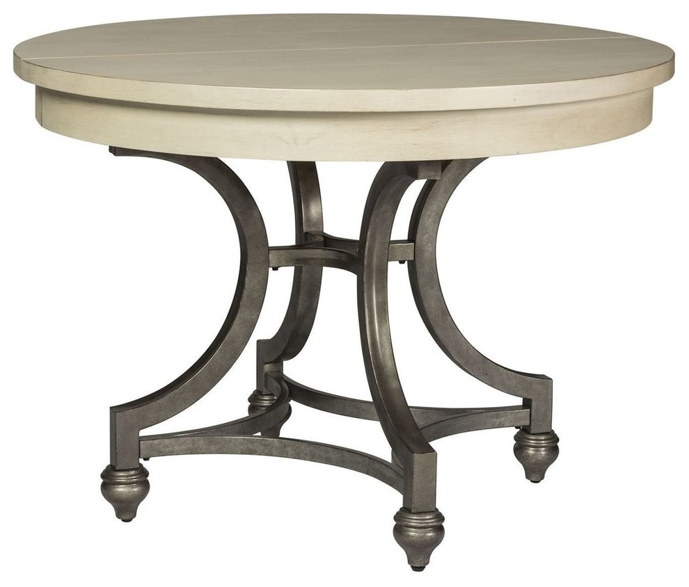 Liberty Furniture Harbor View III Round Dining Table, Dove Gray Traditional Dining Tables