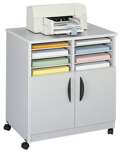 Safco Mobile Printer Stand With Sorter In Gray Transitional