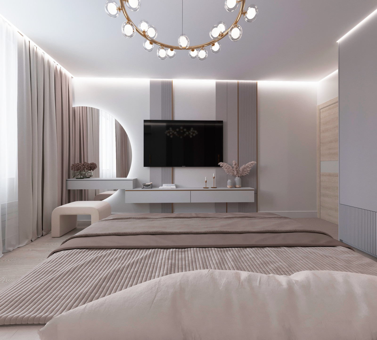 Дизайн-проект спальни для молодой семьи из Москвы.