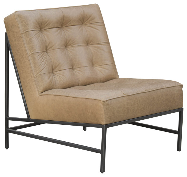 Kye Top Grain Leather Accent Chair Industrial Armchairs And Accent