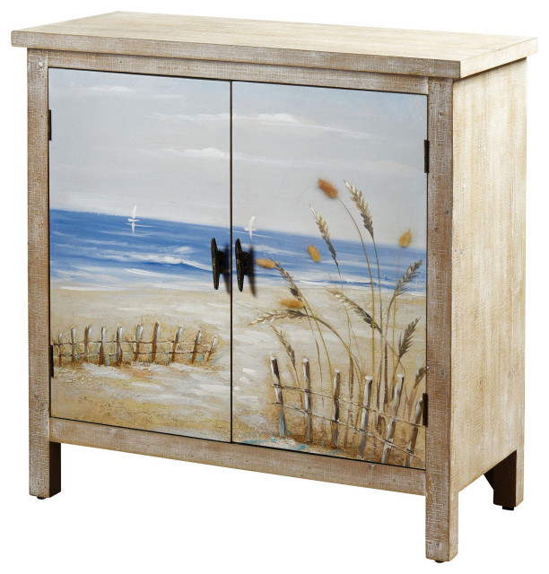 Seaside Hand Painted Two Door With Natural Finish