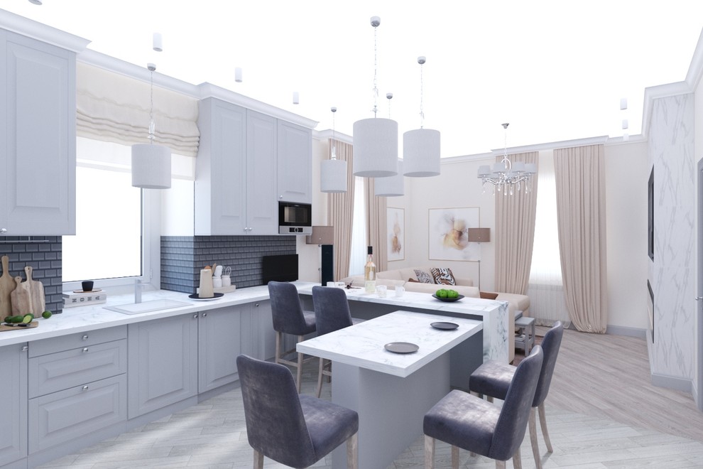 кухня гостиная в стиле классическом стиле