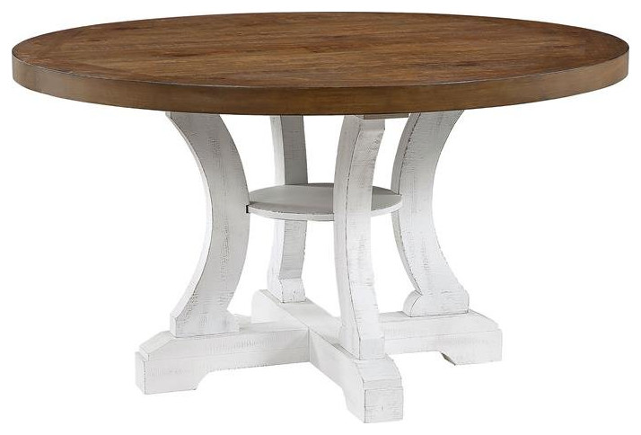 Furniture of America Muschamp Wood Dining Table in Antique White and Dark Oak
