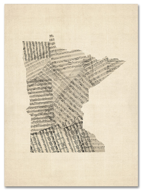 Old Sheet Music Map Of Minnesota Canvas Art By Michael Tompsett Traditional Prints And Posters By Trademark Global
