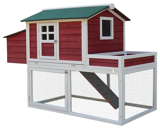 64 Farmhouse Wooden Chicken Coop With Display Top Run Area And Nesting Box