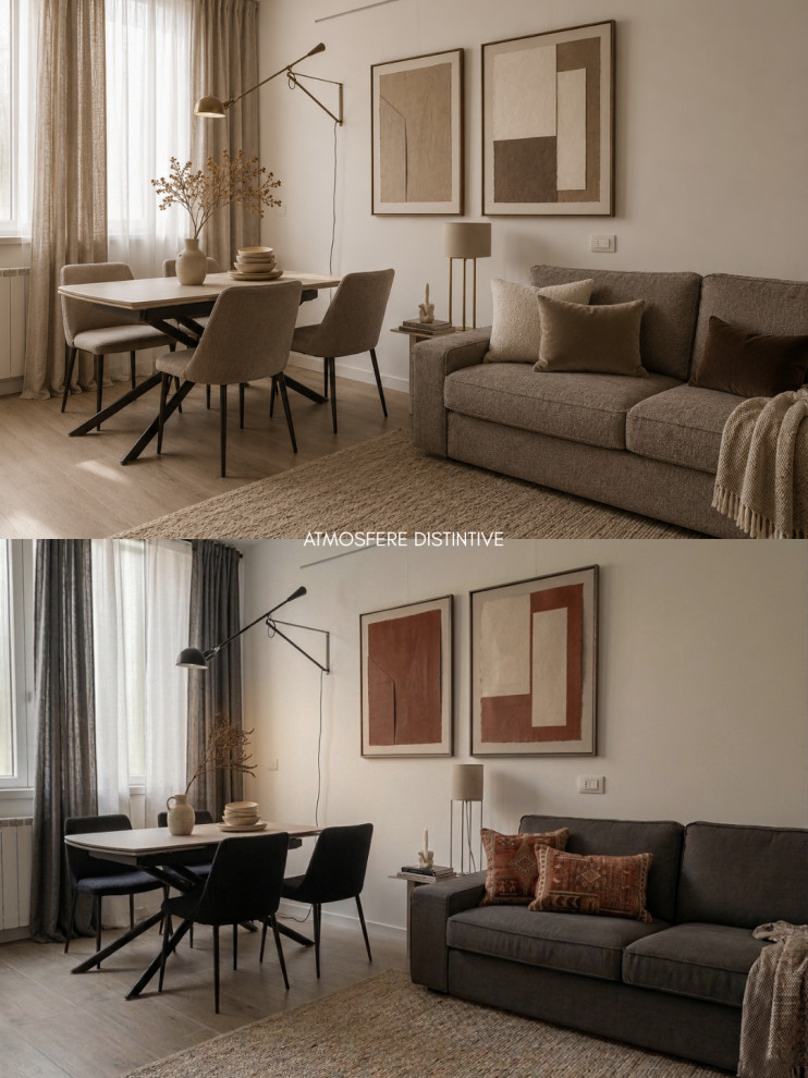 render di progetto di un soggiorno moderno