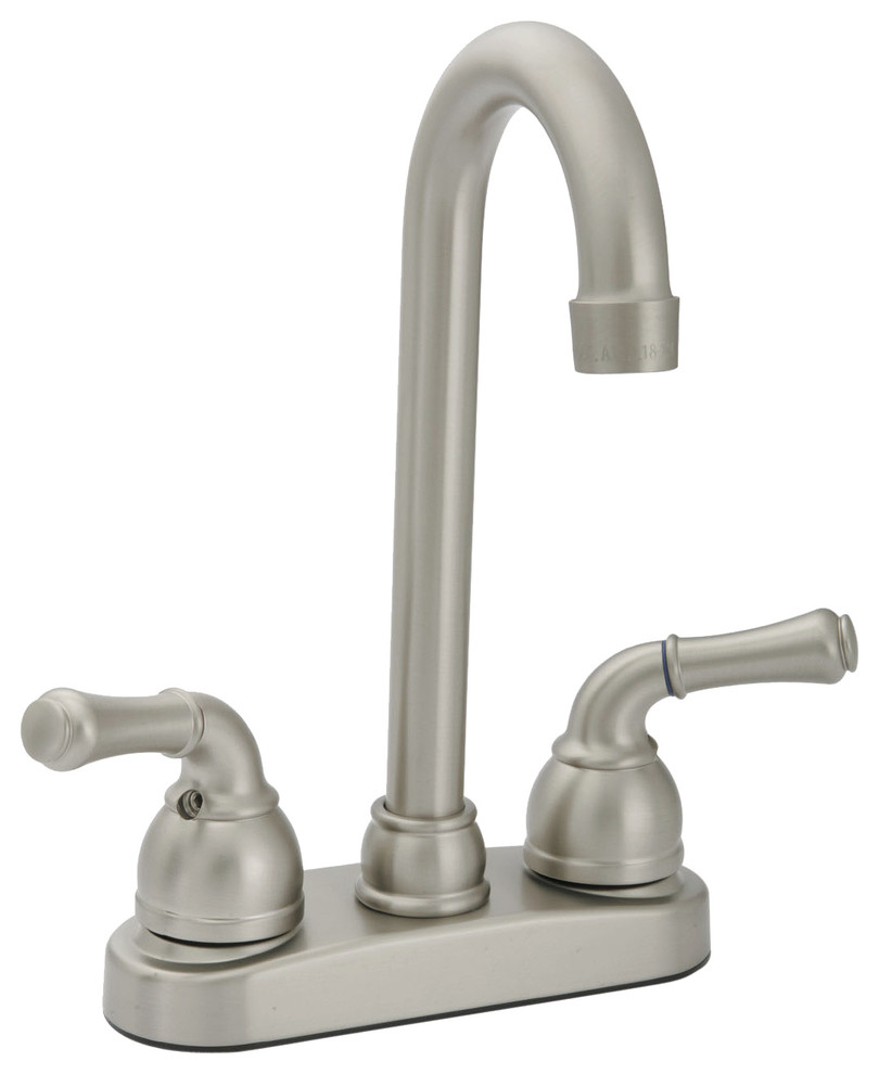 Tall Spout Bar Faucet, Brushed Nickel, High Arch Spout, Contempor
