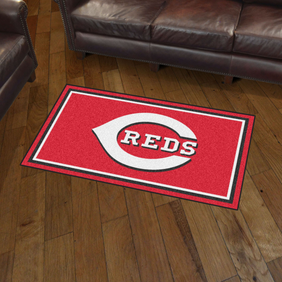 MLB Cincinnati Reds Rug 3'x5' Contemporary Novelty Rugs by