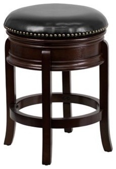 Flash Furniture  Wood Counter Bar Height Stool, Black With Cappuccino