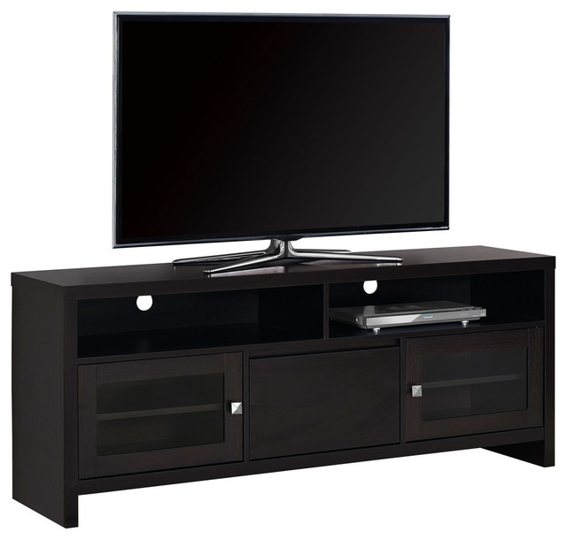 Tv Stand With Glass Doors Transitional Entertainment Centers And Monarch 60 Tv Stand Cappuccino With Glass Doors