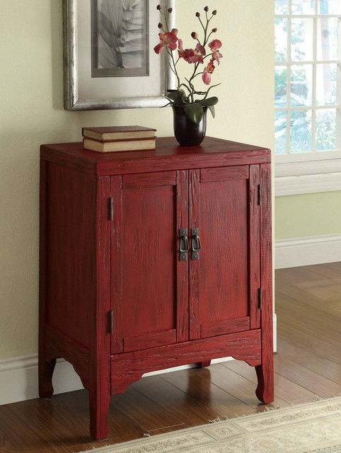 Rustic Red Accent Cabinet With 2 Doors