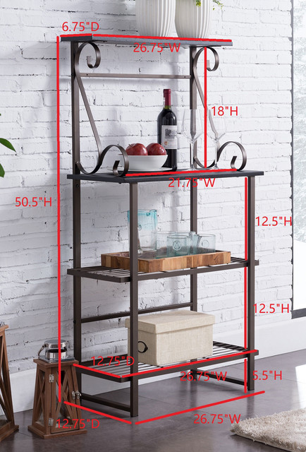 Kalamazoo Rack Kalamazoo 4 Tier Free Standing Kitchen Bakers Rack, Pewter Metal ...