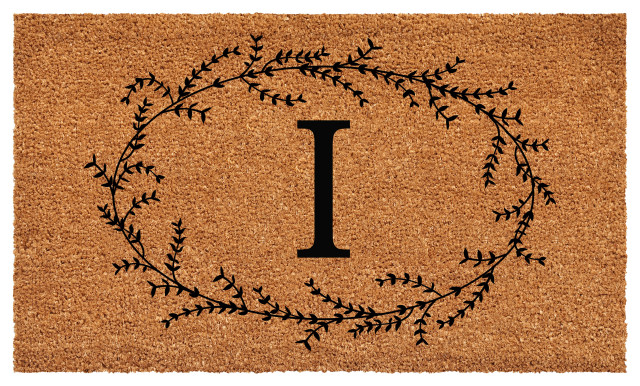 Calloway Mills Rustic Leaf Vine Monogrammed Doormat, 36"x72", Letter I