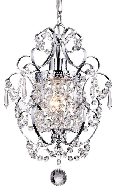 Amorette 1 Light Chrome Finish Mini Chandelier With Crystals Amorette 1 Light Chrome Finish Mini Chandelier With Crystals Traditional Chandeliers By Edvivi