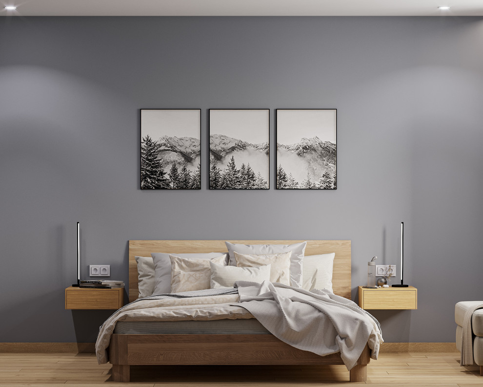 Аскетичный интерьер спальни для молодой пары