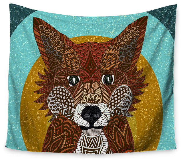 Art Love Passion "Colored Fox" Wall Tapestry Contemporary
