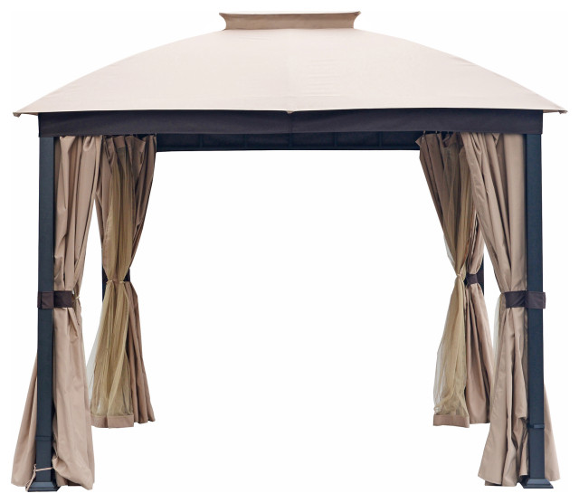 10x10 Gazebo with Mosquito Netting and Privacy Curtains Outdoor Patio