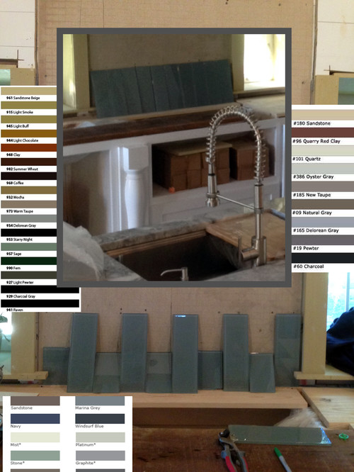 Which grout color should I choose? Grey-blue Glass Tile