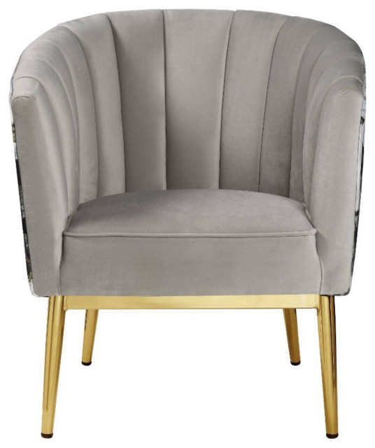 Ergode Accent Chair Gray Velvet and Gold - Midcentury - Armchairs And ...