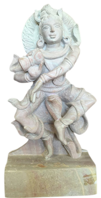 Hand-Carved Lord Shiva Dancing Stone Statue